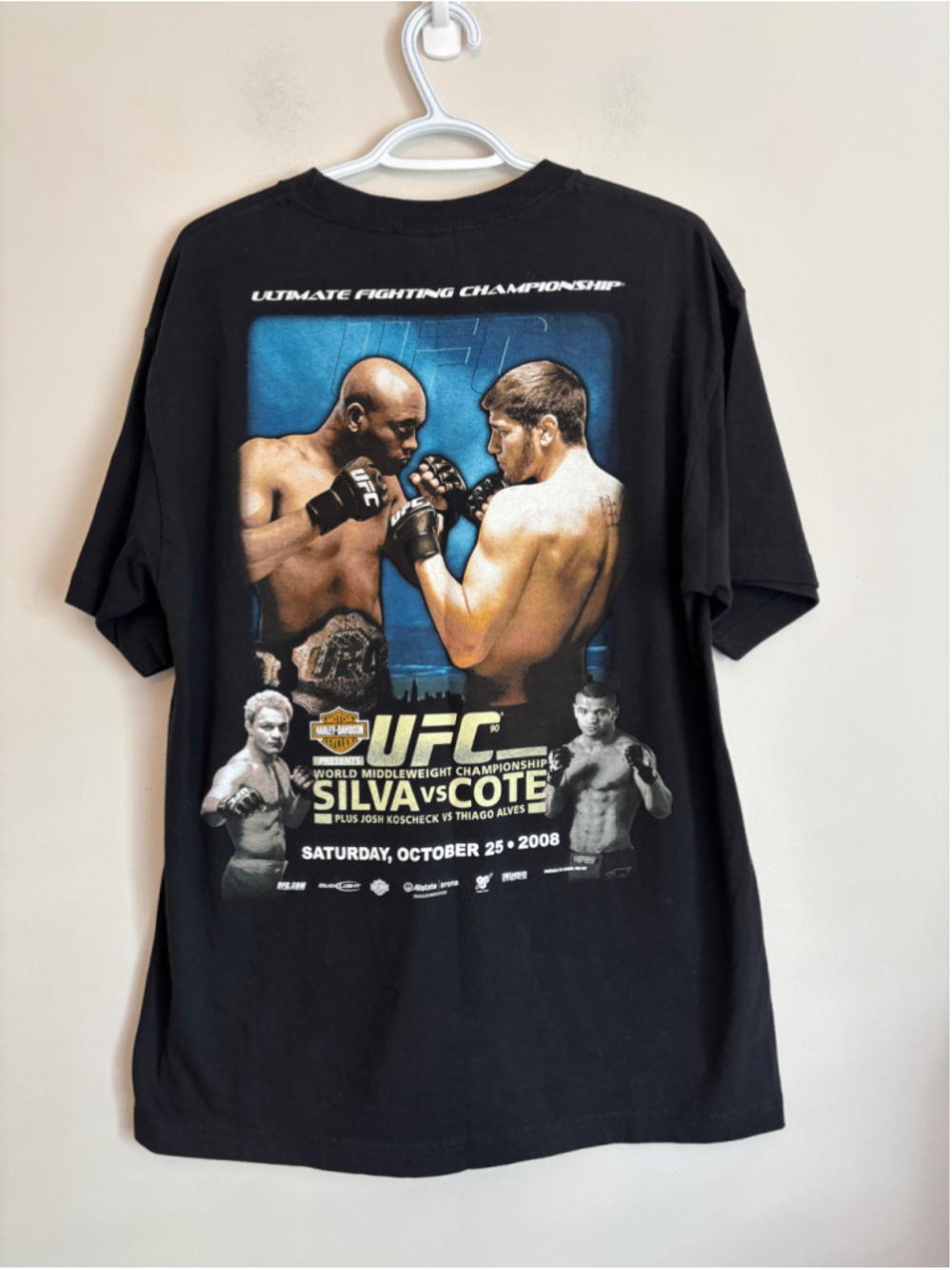 UFC x Vintage UFC 2008 Silva vs Cote Promo Card Graphic T-Shirt Size Large
